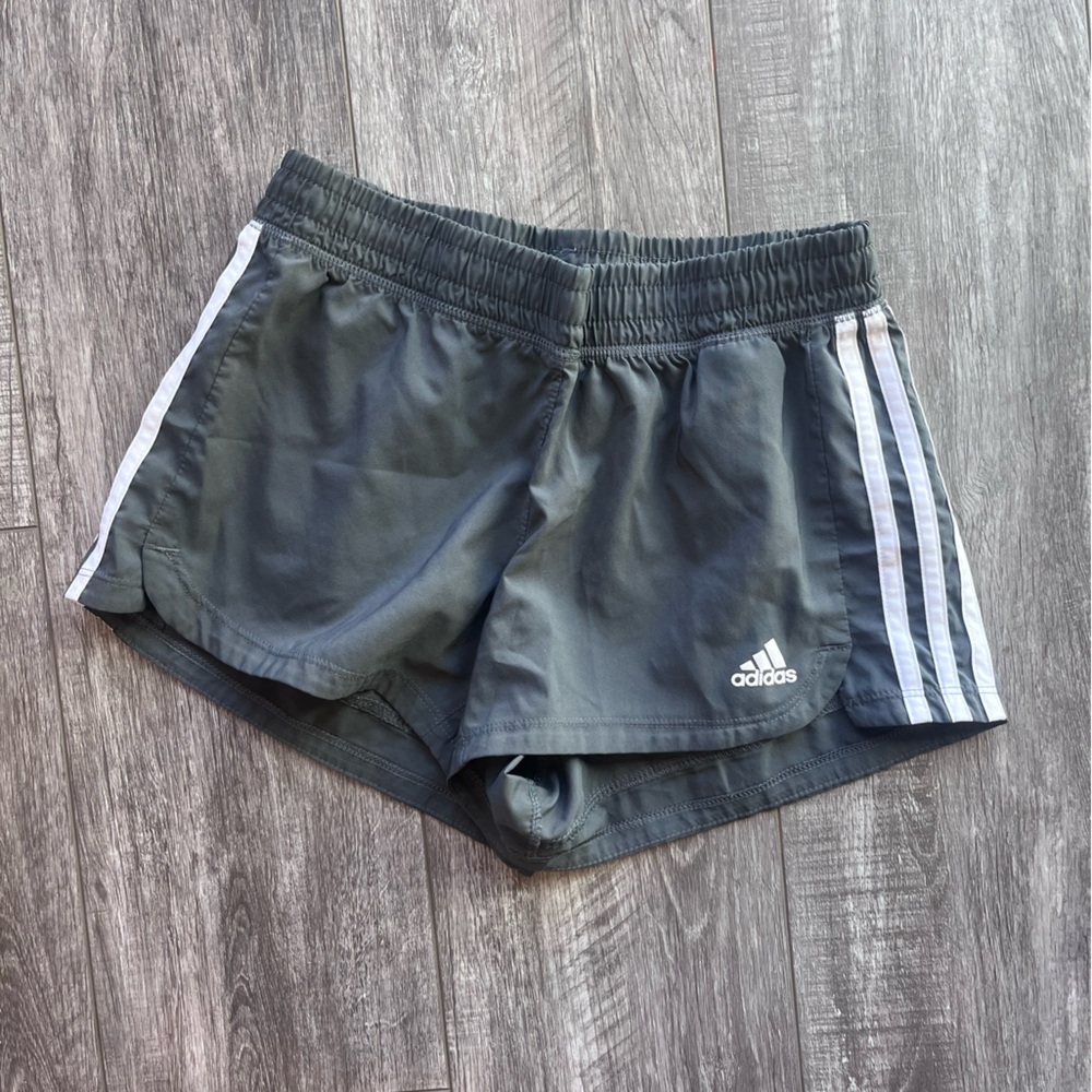 Adidas Charcoal Shorts with White Stripes